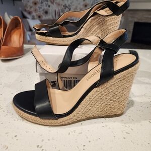Black Wedge Sandals